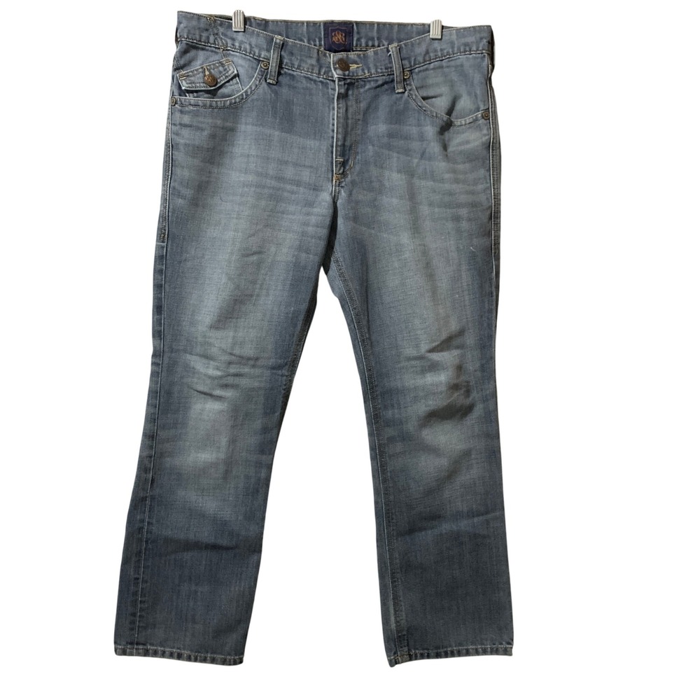 Rock & Republic Jeans Neil Mens 36x30 Blue Distressed Straight Leg Flap‎ Pockets